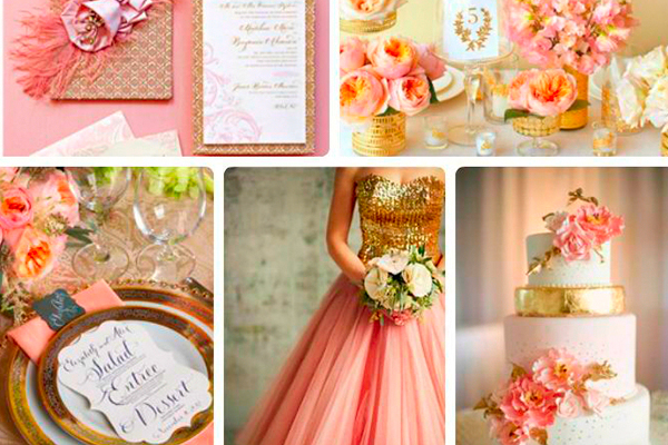  casamentos dourado e rosa