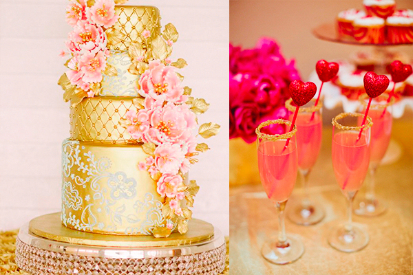  casamentos dourado e rosa
